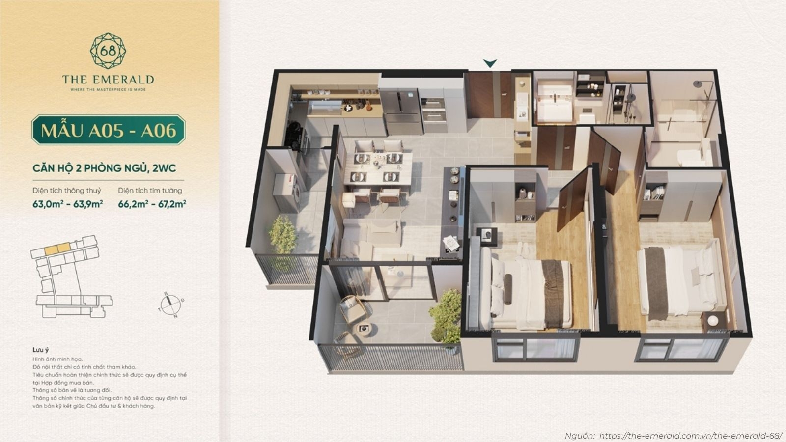 Layout Căn Hộ The Emerald 68 Thiết Kế Tối ưu Diện Tích