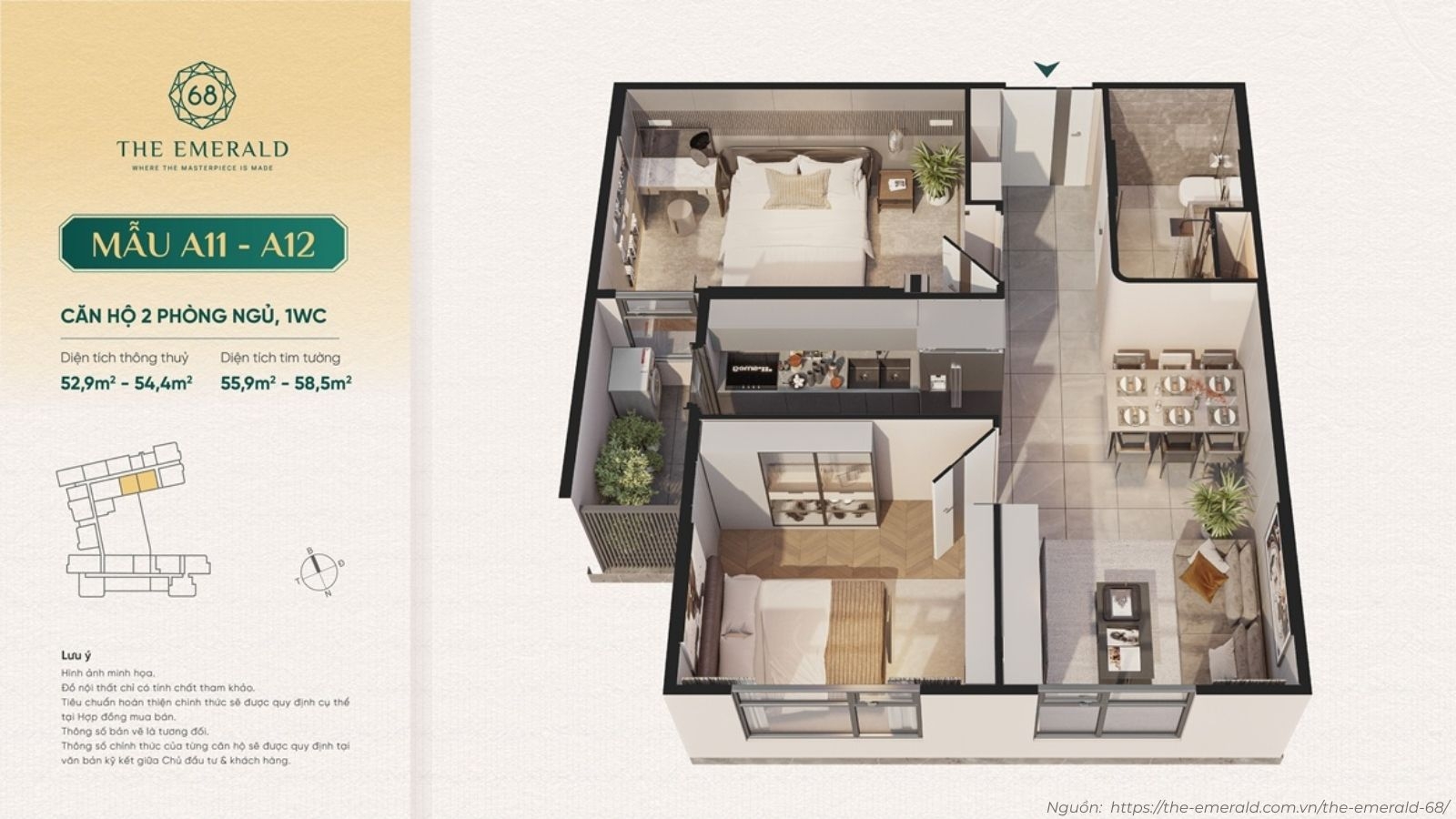 Layout Căn Hộ The Emerald 68 Thiết Kế Tối ưu Diện Tích