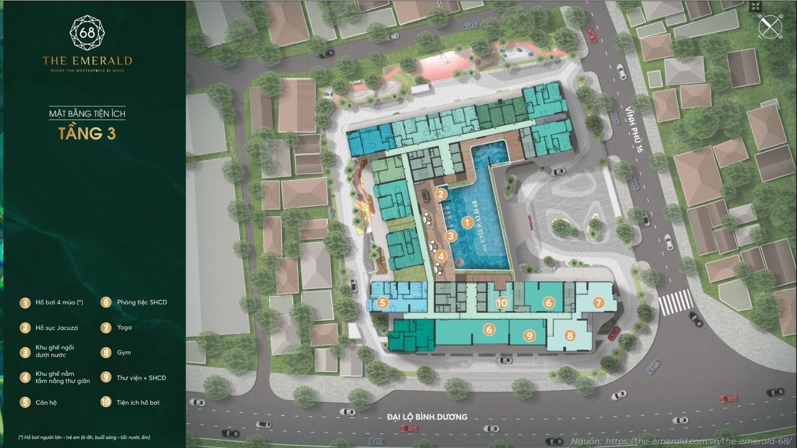 Mặt Bằng Tiện ích Tầng 3 The Emerald 68