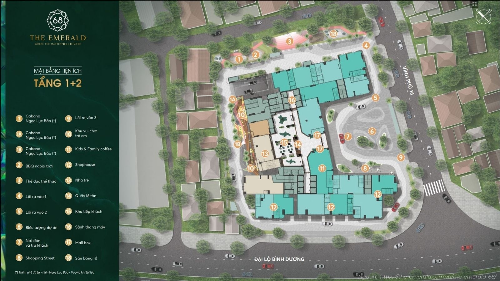 Mặt Bằng Tiện ích Tầng Trệt The Emerald 68