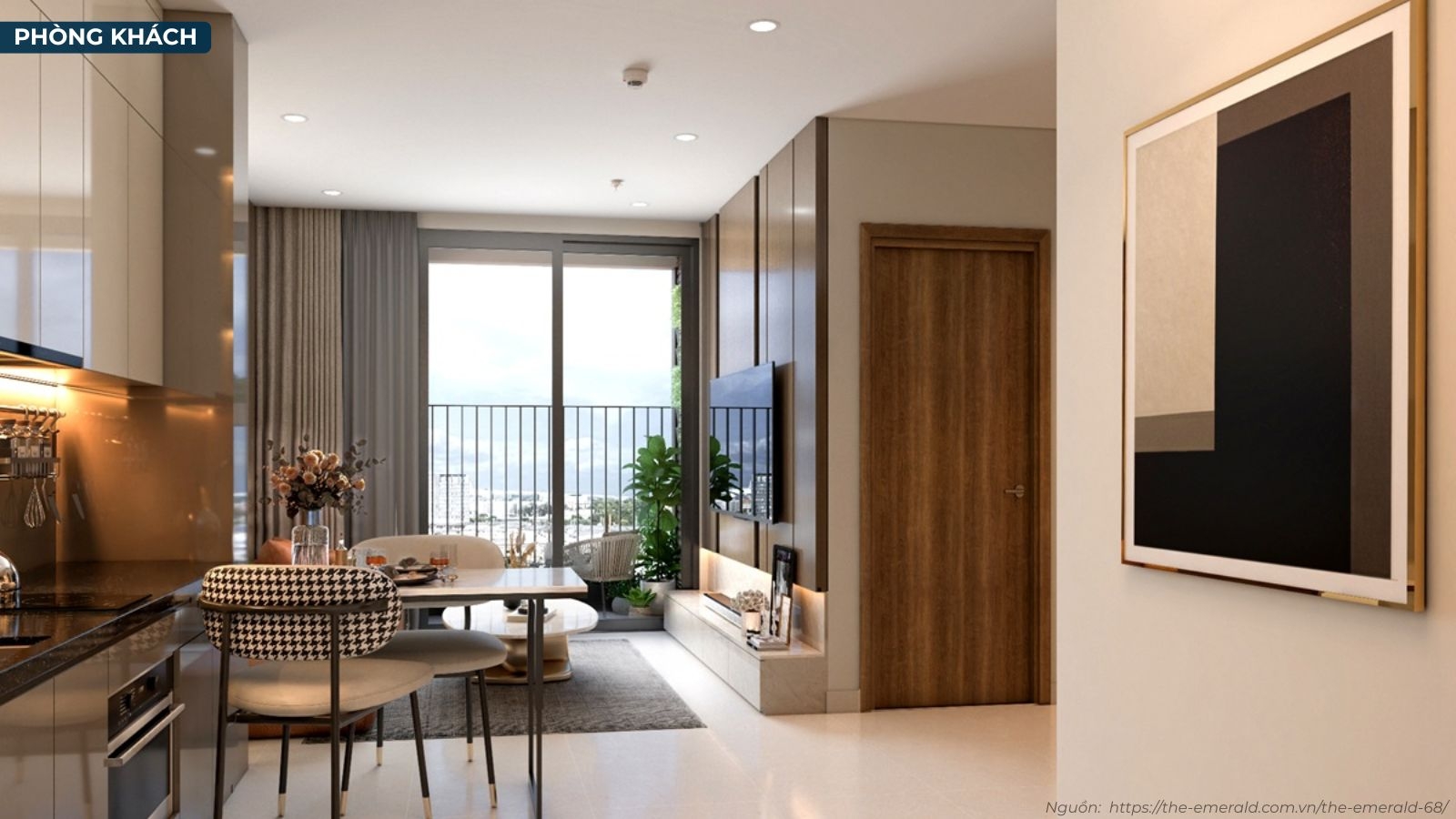 Thiết kế hiện đại tại nhà mẫu căn hộ 1 phòng ngủ dự án The Emerald 68