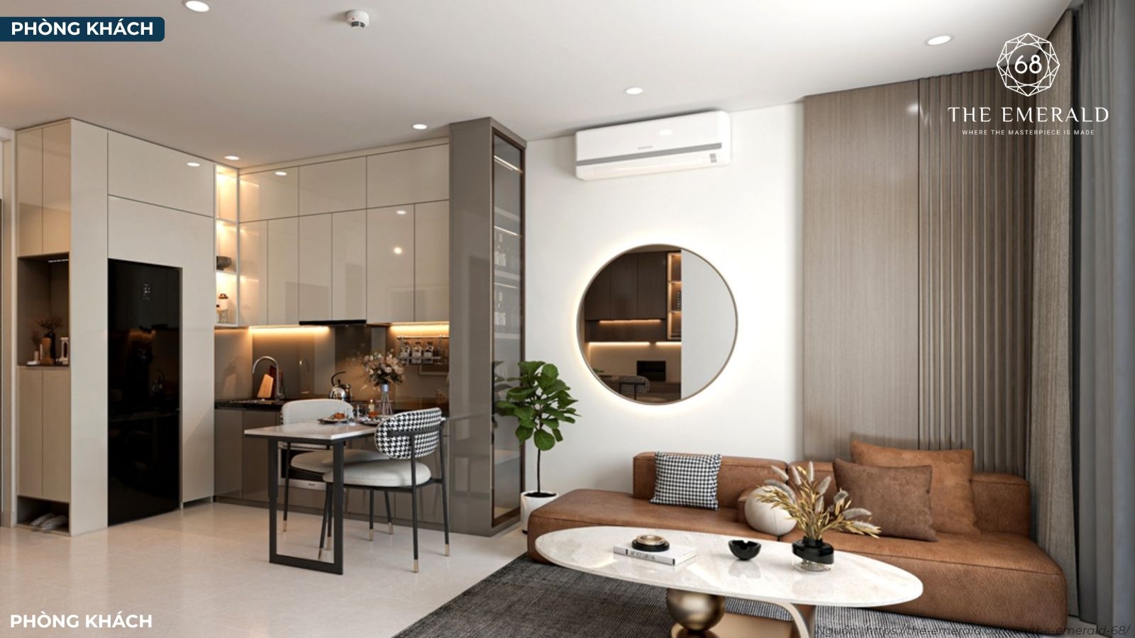 Thiết kế hiện đại tại nhà mẫu căn hộ 1 phòng ngủ dự án The Emerald 68