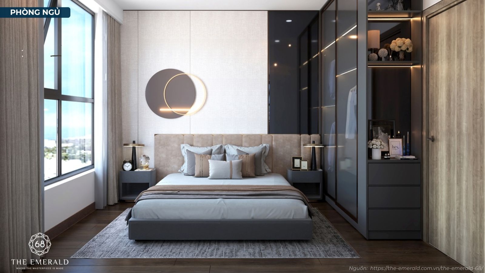 Thiết kế hiện đại tại nhà mẫu căn hộ 1 phòng ngủ dự án The Emerald 68