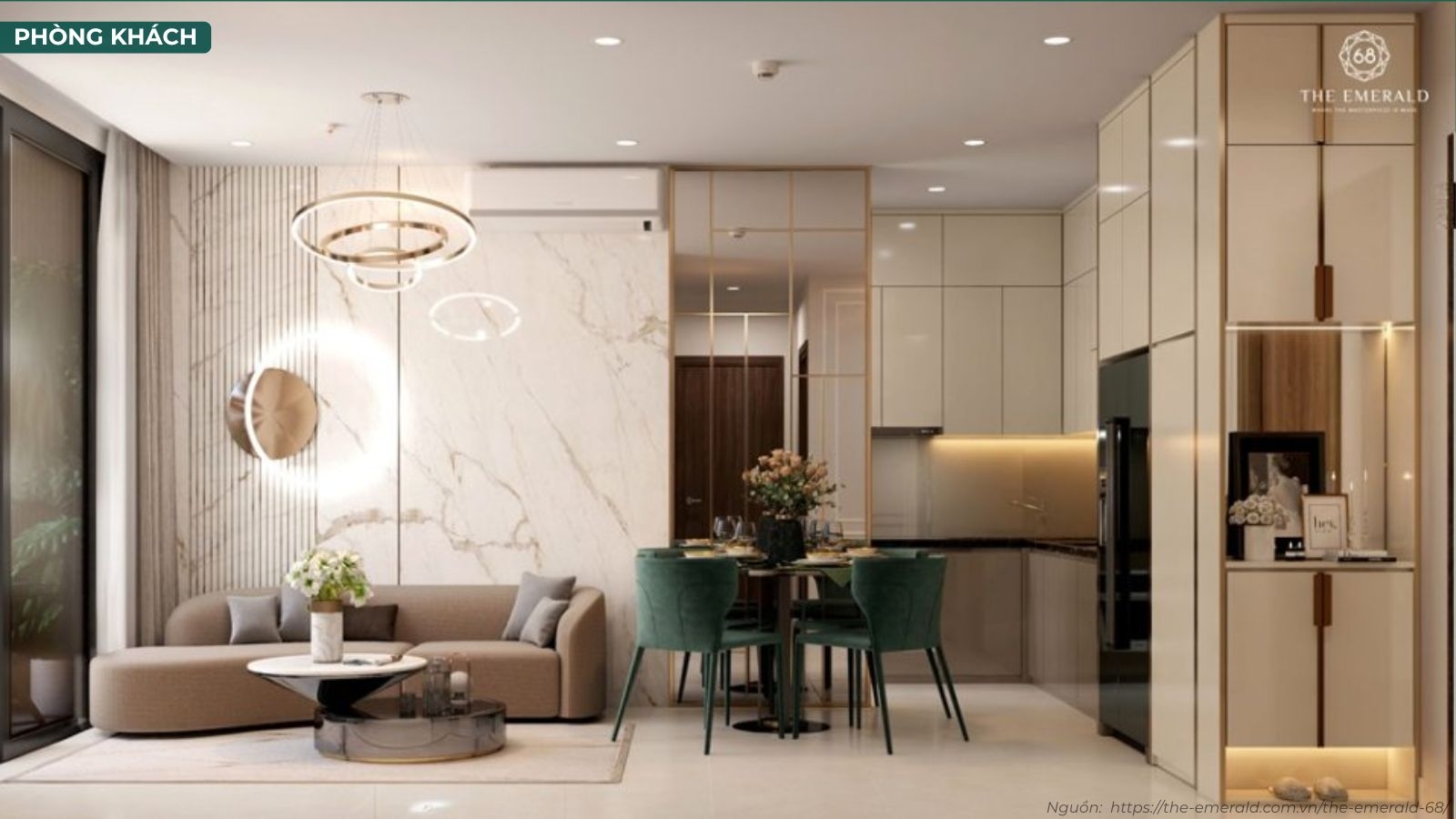 Hình ảnh thực tế không gian nhà mẫu căn hộ 2 phòng ngủ The Emerald 68