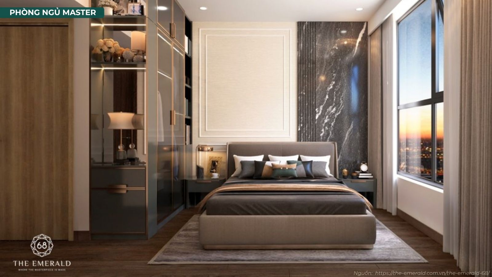 Hình ảnh thực tế không gian nhà mẫu căn hộ 2 phòng ngủ The Emerald 68