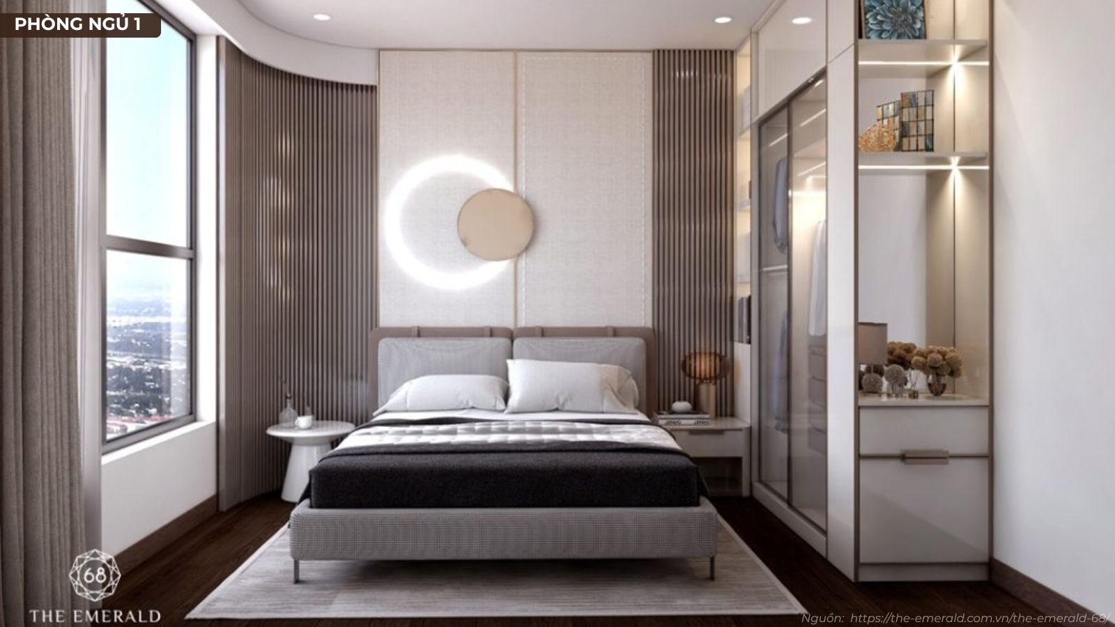 Không gian sang trọng tại nhà mẫu căn hộ 3 phòng ngủ dự án The Emerald 68