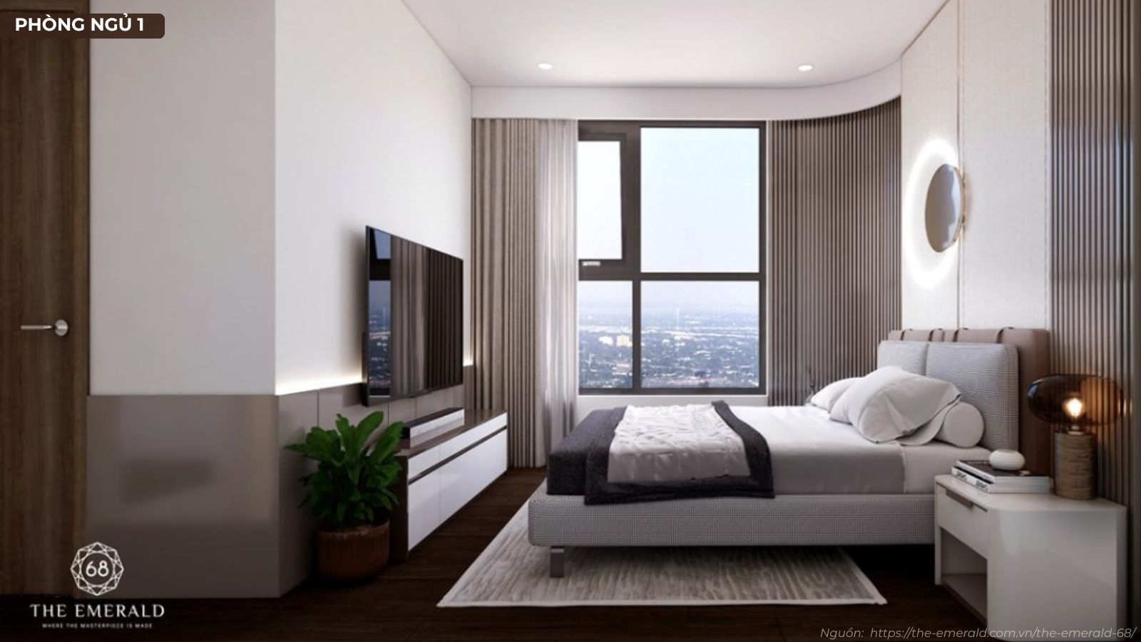 Không gian sang trọng tại nhà mẫu căn hộ 3 phòng ngủ dự án The Emerald 68