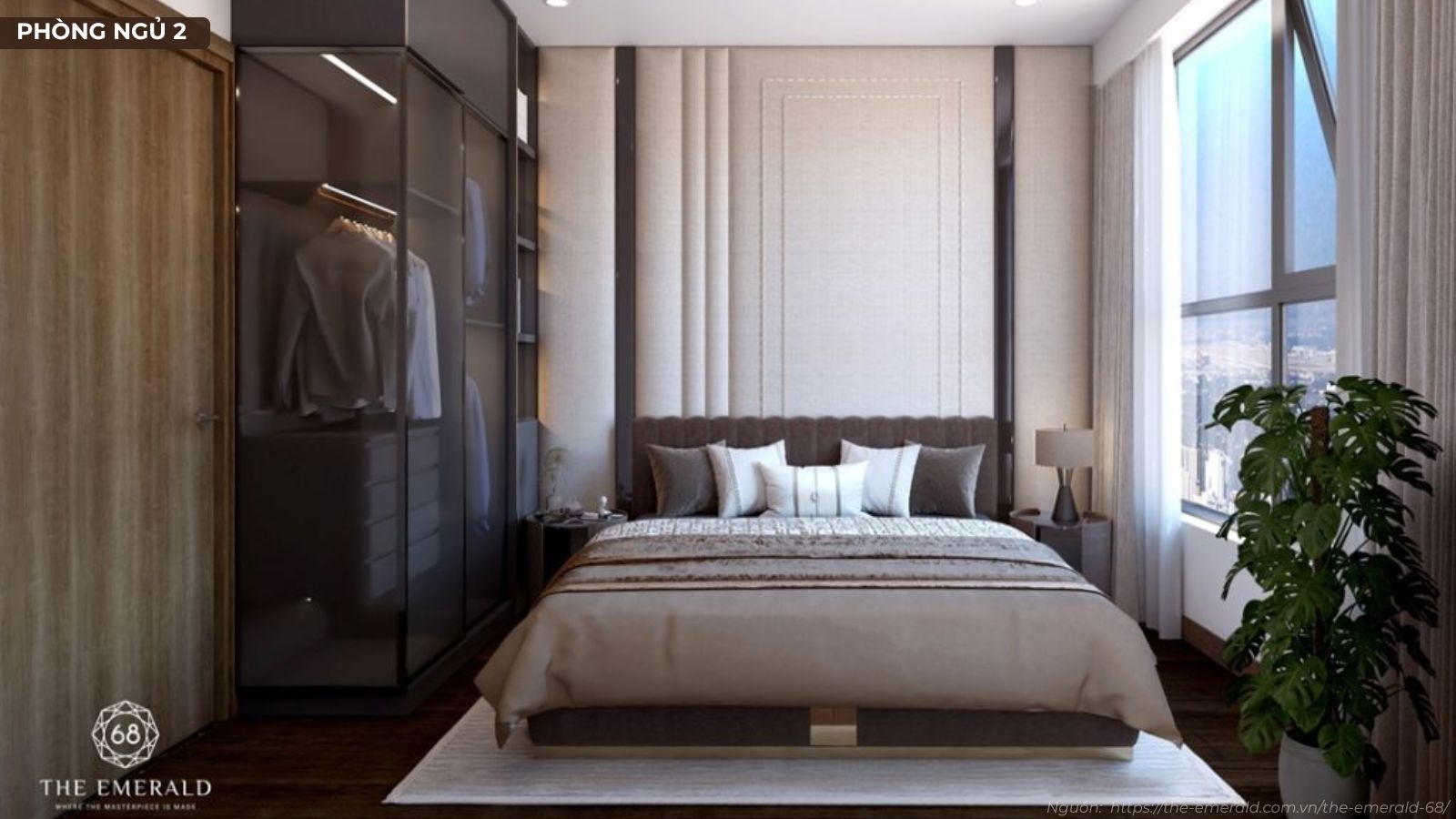 Không gian sang trọng tại nhà mẫu căn hộ 3 phòng ngủ dự án The Emerald 68