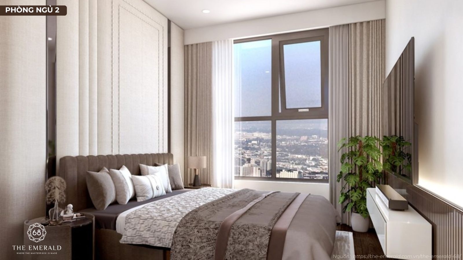 Không gian sang trọng tại nhà mẫu căn hộ 3 phòng ngủ dự án The Emerald 68