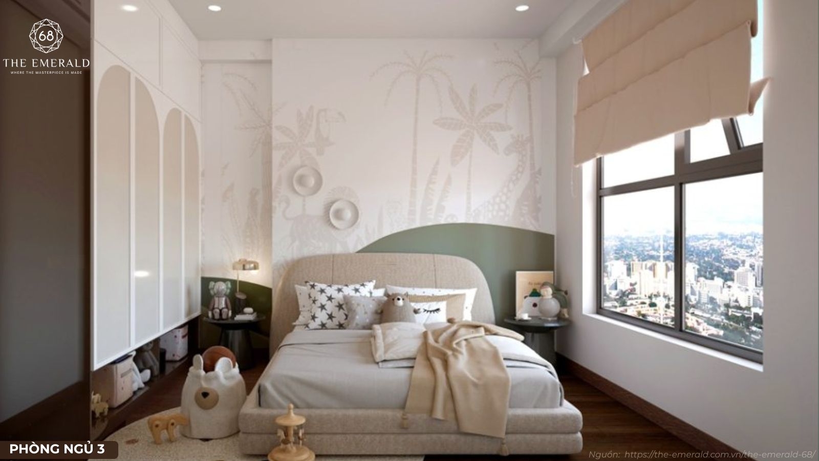 Không gian sang trọng tại nhà mẫu căn hộ 3 phòng ngủ dự án The Emerald 68