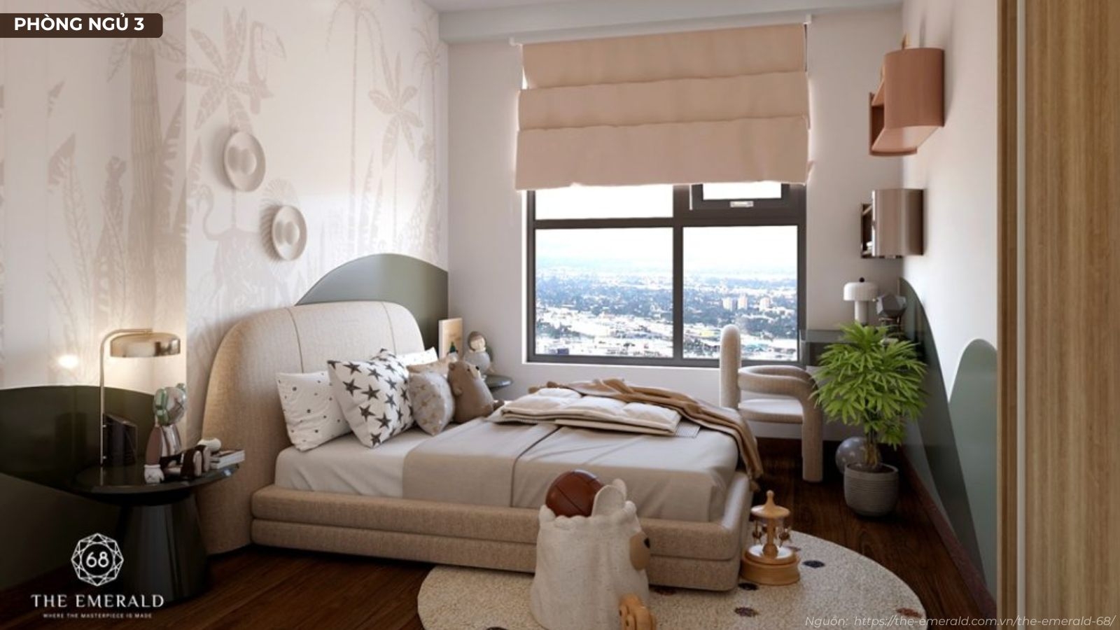 Không gian sang trọng tại nhà mẫu căn hộ 3 phòng ngủ dự án The Emerald 68