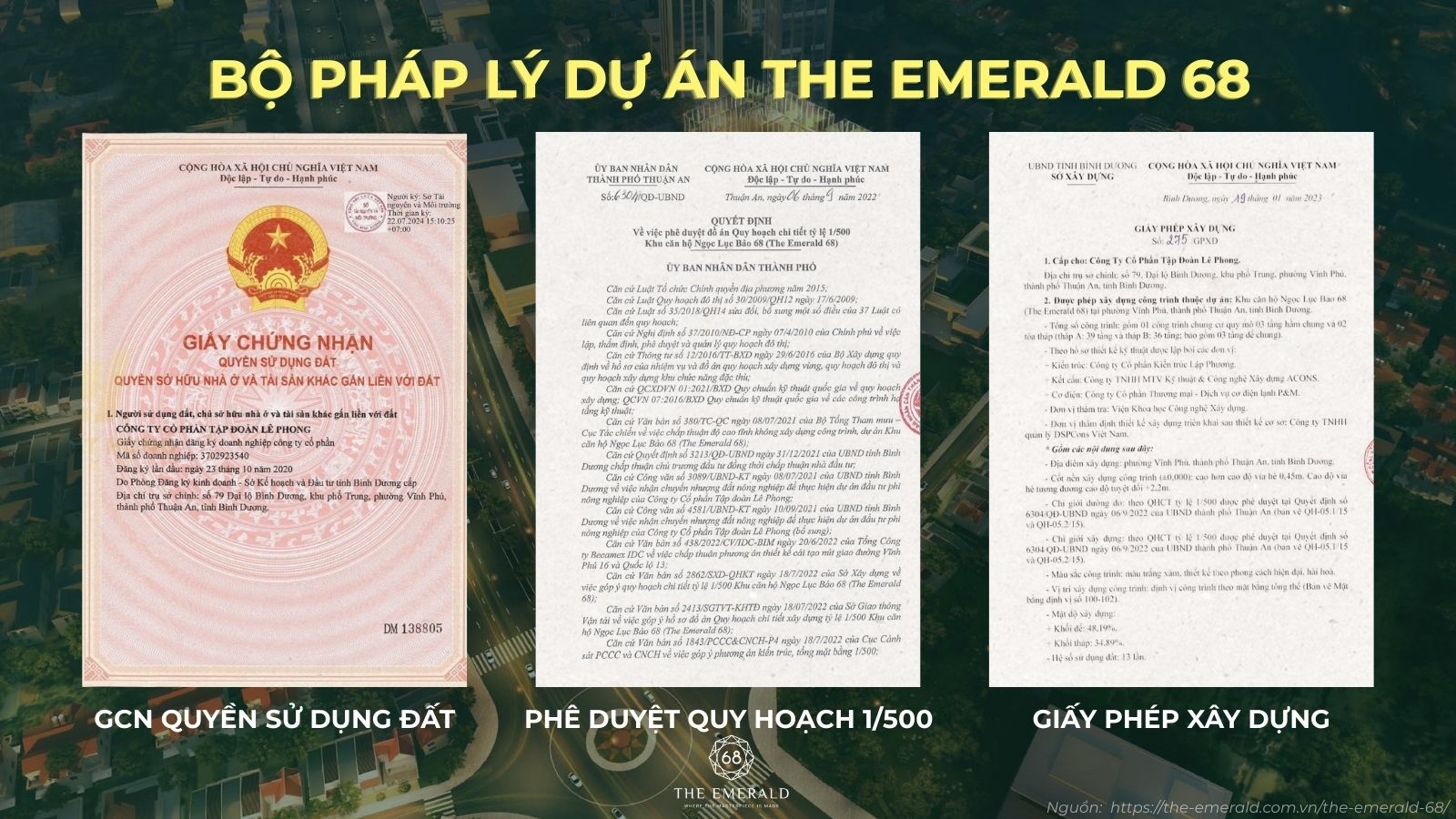 Hồ Sơ Pháp Lý Hoàn Chỉnh Dự án The Emerald 68