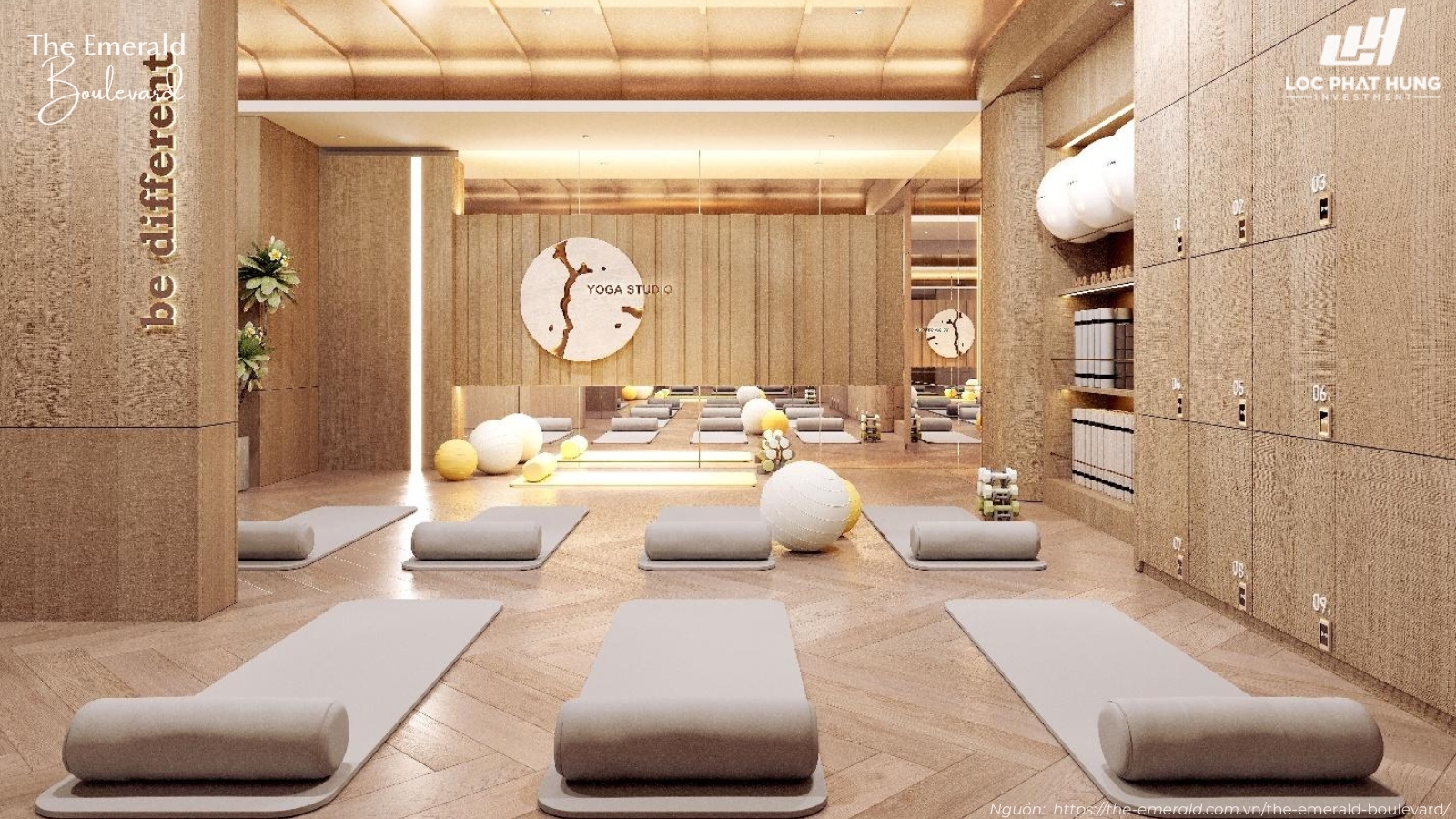 Thiết kế nội thất Phòng Yoga Studio chuyên nghiệp tại dự án The Emerald Boulevard Bình Hòa