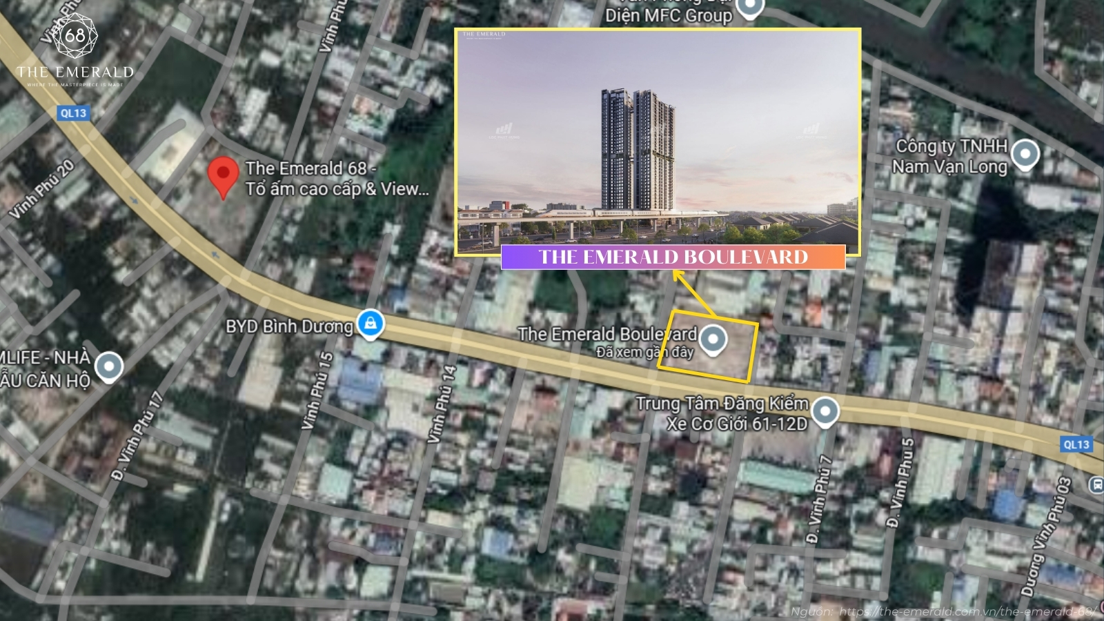 Bản đồ Vị Trí Chính Xác Dự án The Emerald Boulevard