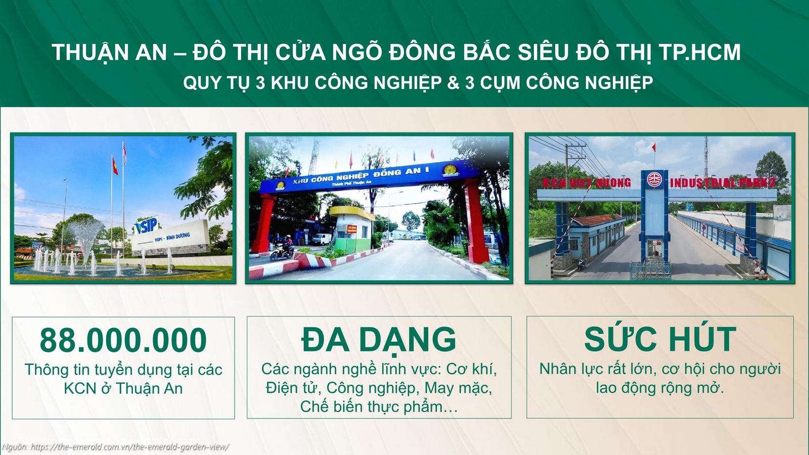 Các khu công nghiệp (KCN) tại Thuận An (VSIP, Đồng An, Việt Hương) - Vị trí dự án The Emerald Garden View