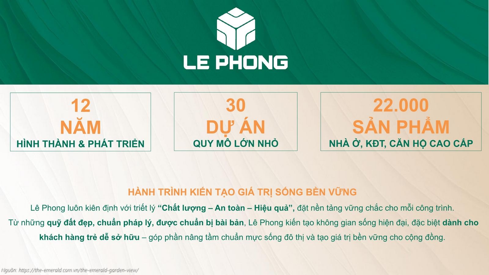 Chủ đầu tư Lê Phong (12 năm, 30 dự án, 22.000 sản phẩm) - dự án The Emerald Garden View