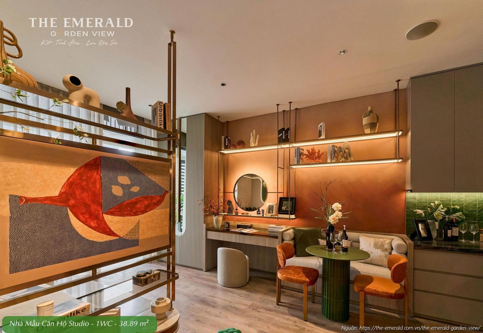 Nhà mẫu căn hộ Studio diện tích 38.89 m2 dự án The Emerald Garden View thiết kế tinh tế
