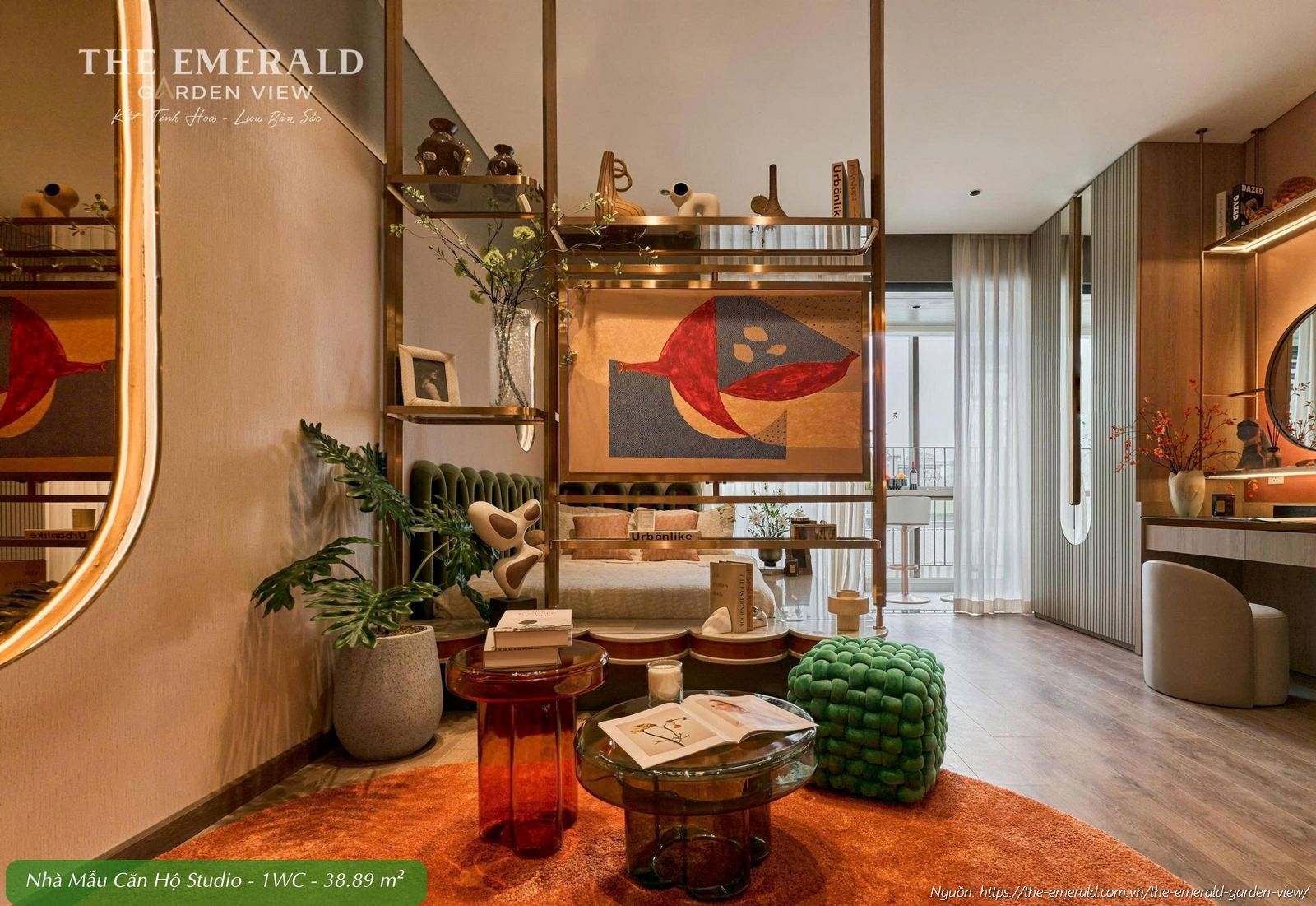 Nhà mẫu căn hộ Studio diện tích 38.89 m2 dự án The Emerald Garden View thiết kế tinh tế