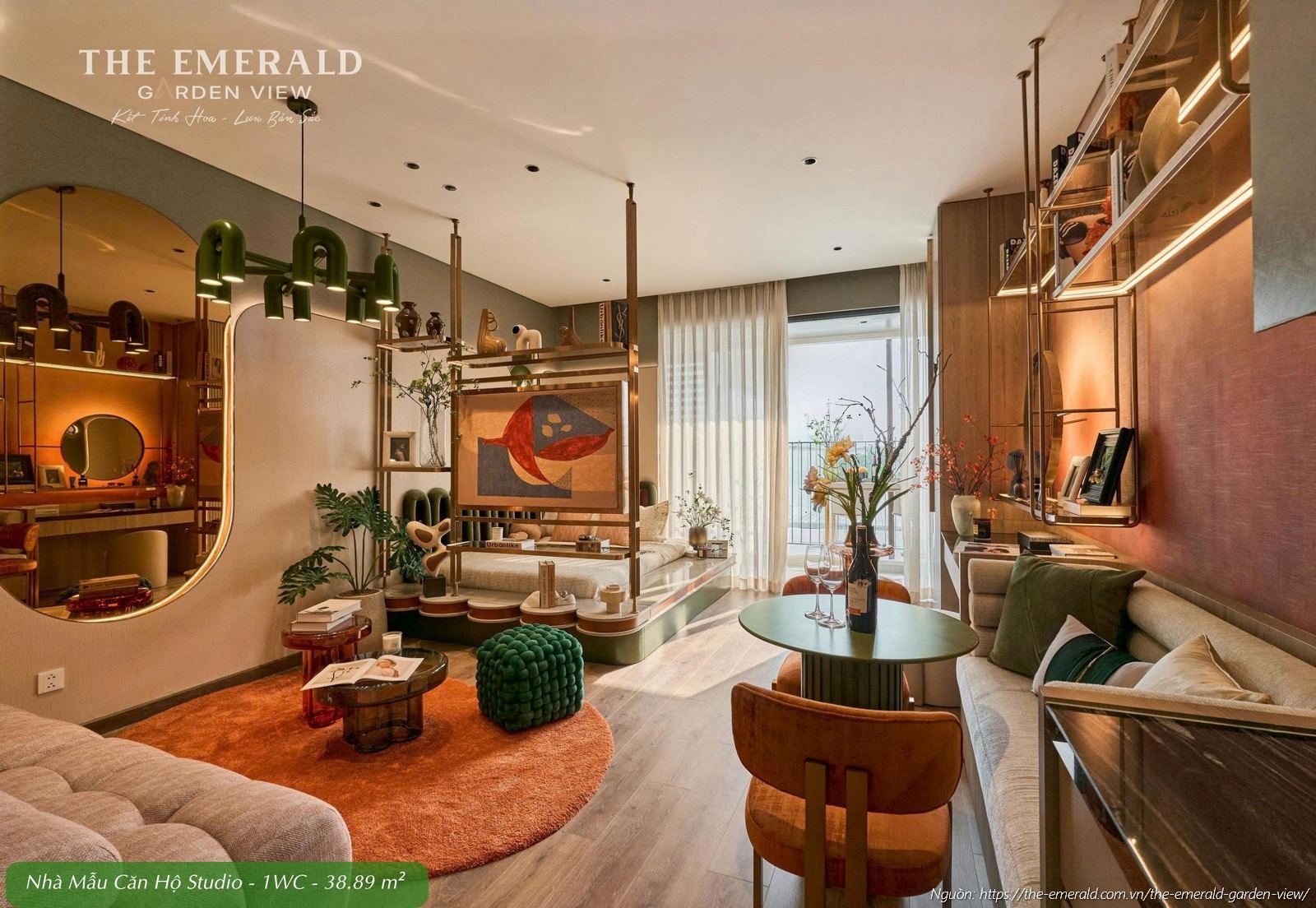 Nhà mẫu căn hộ Studio diện tích 38.89 m2 dự án The Emerald Garden View thiết kế tinh tế