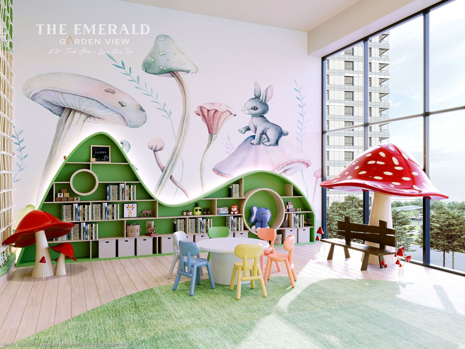 Phối cảnh tiện ích phòng vui chơi trẻ em (Kids Room) tầng 2 The Emerald Garden View