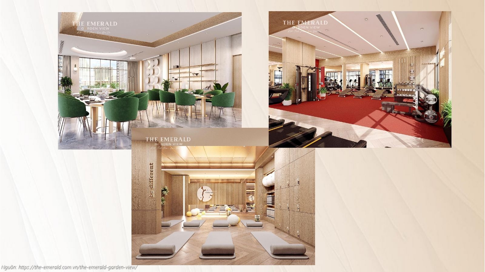 Phối cảnh tiện ích Tầng 4 (Phòng tiệc, Phòng Gym, Phòng Yoga) dự án The Emerald Garden View