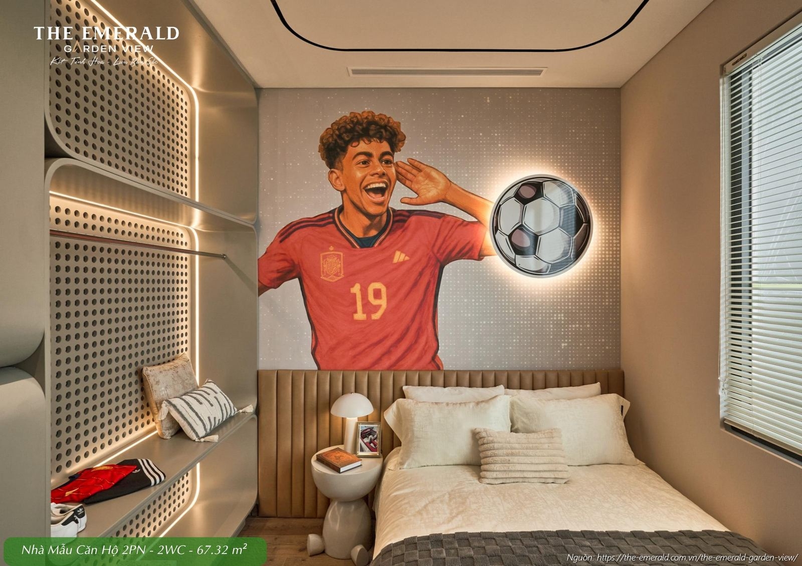 Thiết kế phòng ngủ phụ cho bé sinh động tại nhà mẫu căn hộ 2 phòng ngủ diện tích tim tường 67.32 m2 The Emerald Garden View