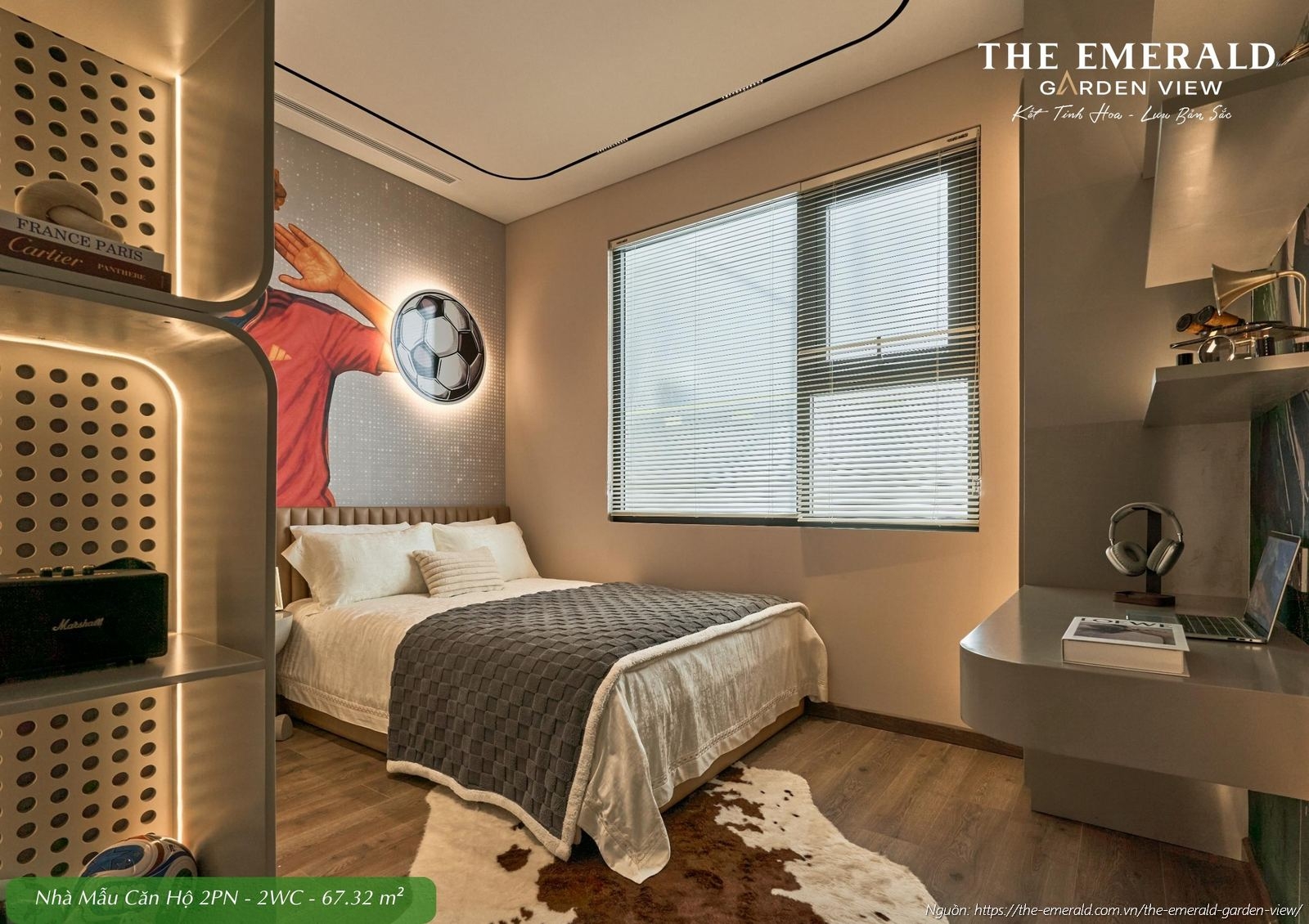 Thiết kế phòng ngủ phụ cho bé sinh động tại nhà mẫu căn hộ 2 phòng ngủ diện tích tim tường 67.32 m2 The Emerald Garden View