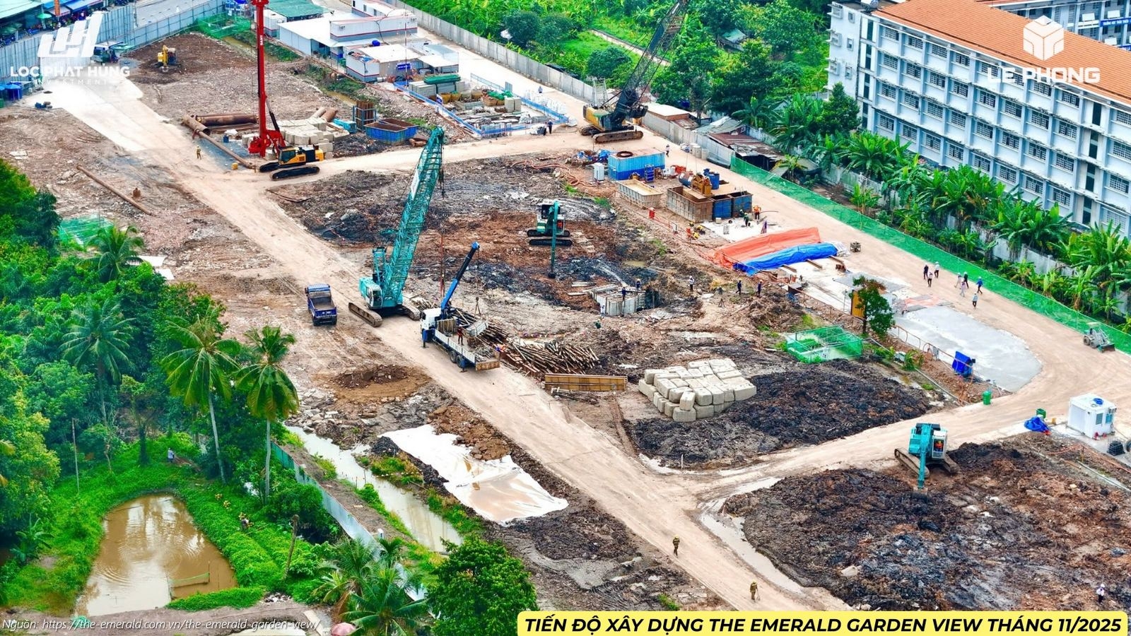Cập nhật hình ảnh tiến độ xây dựng dự án The Emerald Garden View tháng 11/2025: Tổng thầu SOL E&C đang khẩn trương thi công phần móng cọc