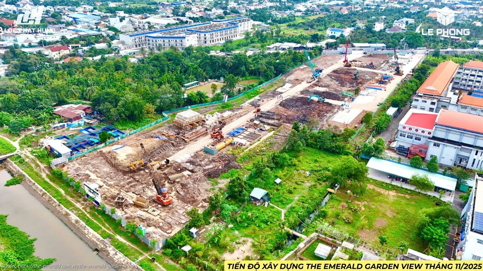 Cập nhật hình ảnh tiến độ xây dựng dự án The Emerald Garden View tháng 11/2025: Tổng thầu SOL E&C đang khẩn trương thi công phần móng cọc