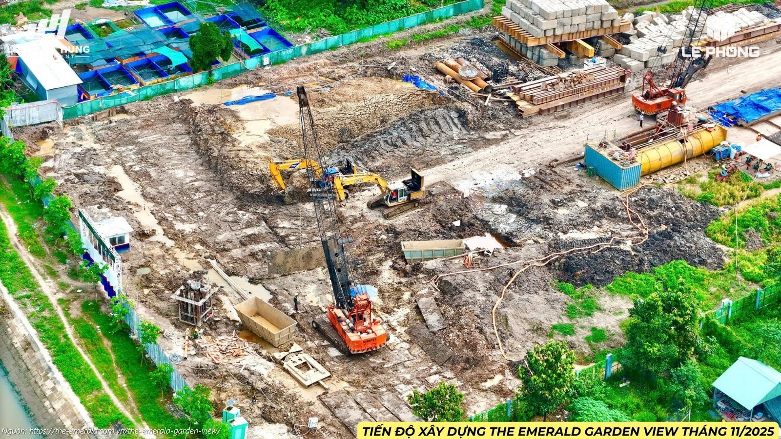 Cập nhật hình ảnh tiến độ xây dựng dự án The Emerald Garden View tháng 11/2025: Tổng thầu SOL E&C đang khẩn trương thi công phần móng cọc