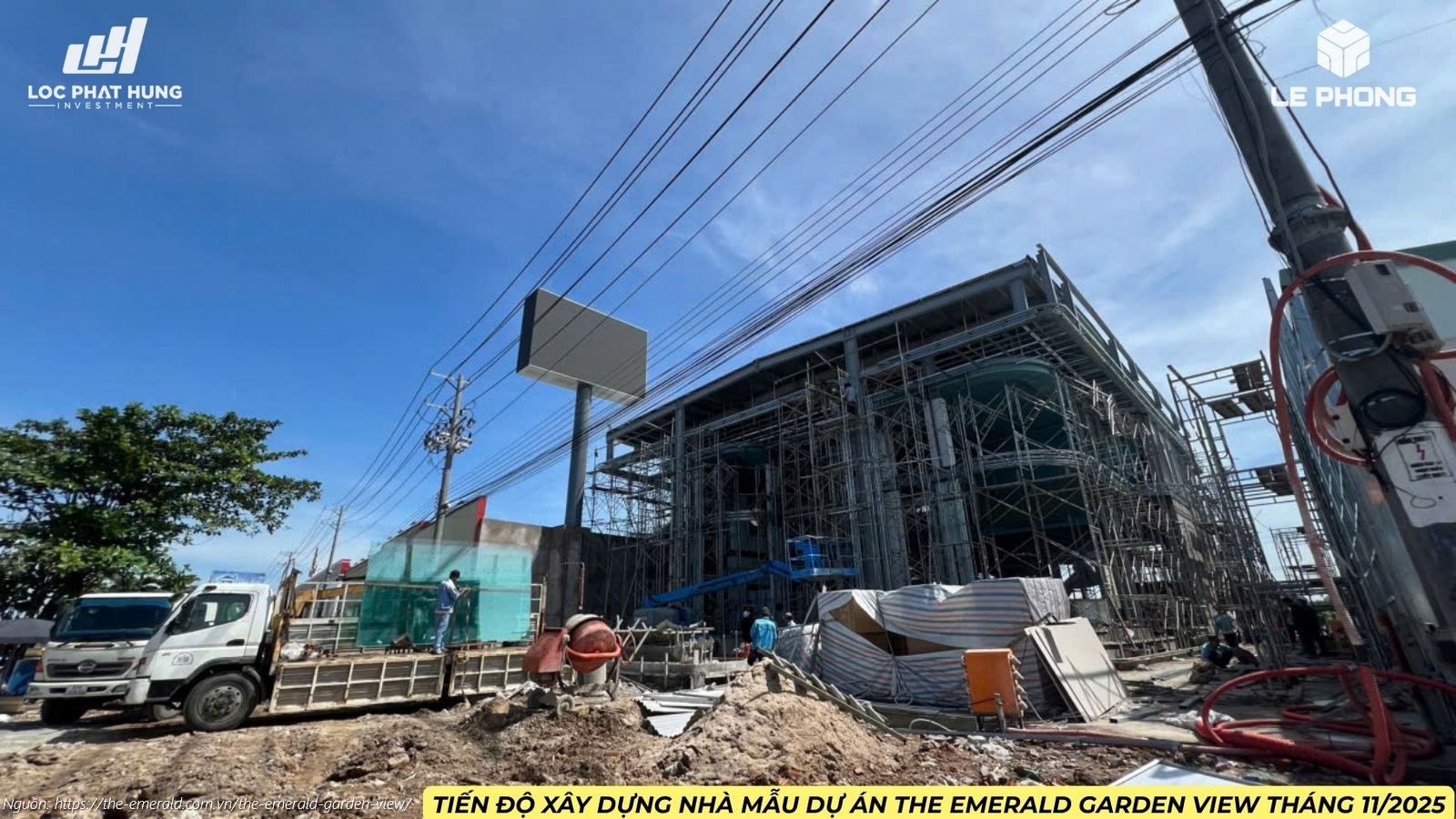 Hình ảnh thực tế tiến độ xây dựng Nhà mẫu (Sales Gallery) The Emerald Garden View tháng 11/2025