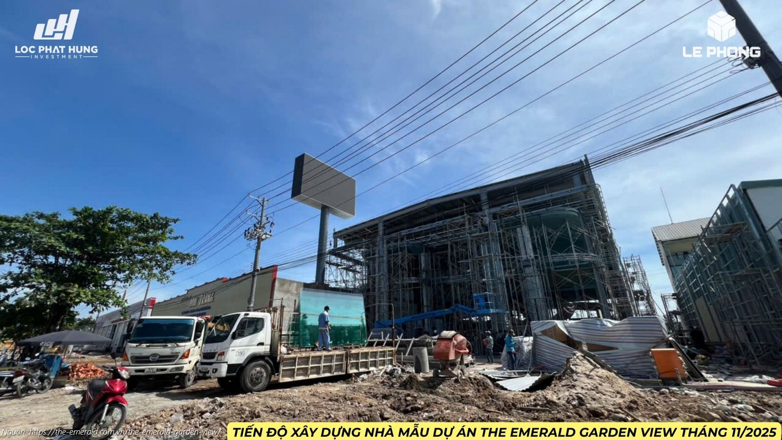 Hình ảnh thực tế tiến độ xây dựng Nhà mẫu (Sales Gallery) The Emerald Garden View tháng 11/2025