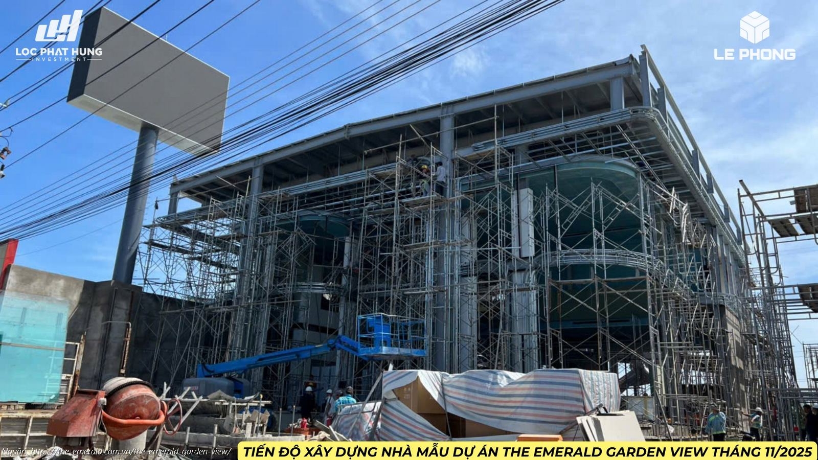 Hình ảnh thực tế tiến độ xây dựng Nhà mẫu (Sales Gallery) The Emerald Garden View tháng 11/2025