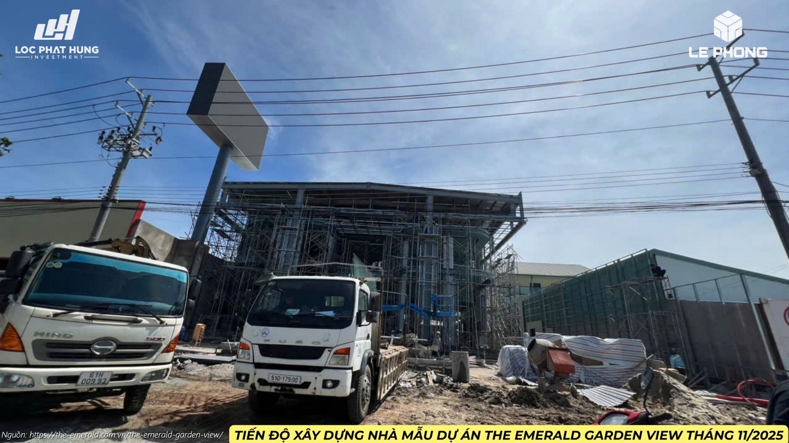 Hình ảnh thực tế tiến độ xây dựng Nhà mẫu (Sales Gallery) The Emerald Garden View tháng 11/2025