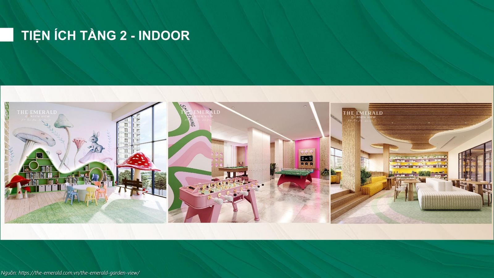 Tiện ích Tầng 2 - Indoor căn hộ The Emerald Garden View (Thư viện, Phòng Game, Phòng trẻ em)