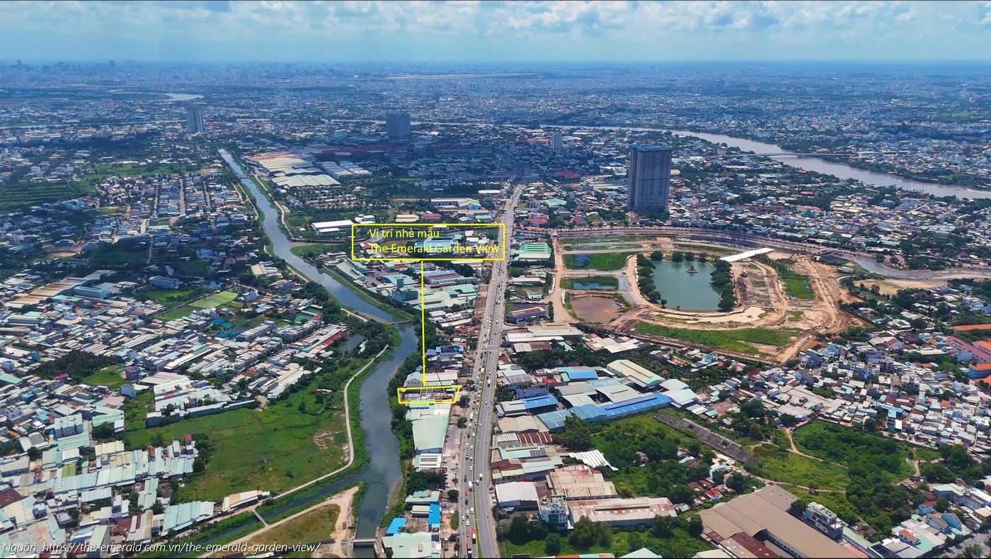 Vị trí nhà mẫu căn hộ chung cư The Emerald Garden View Thuận An, TP.HCM