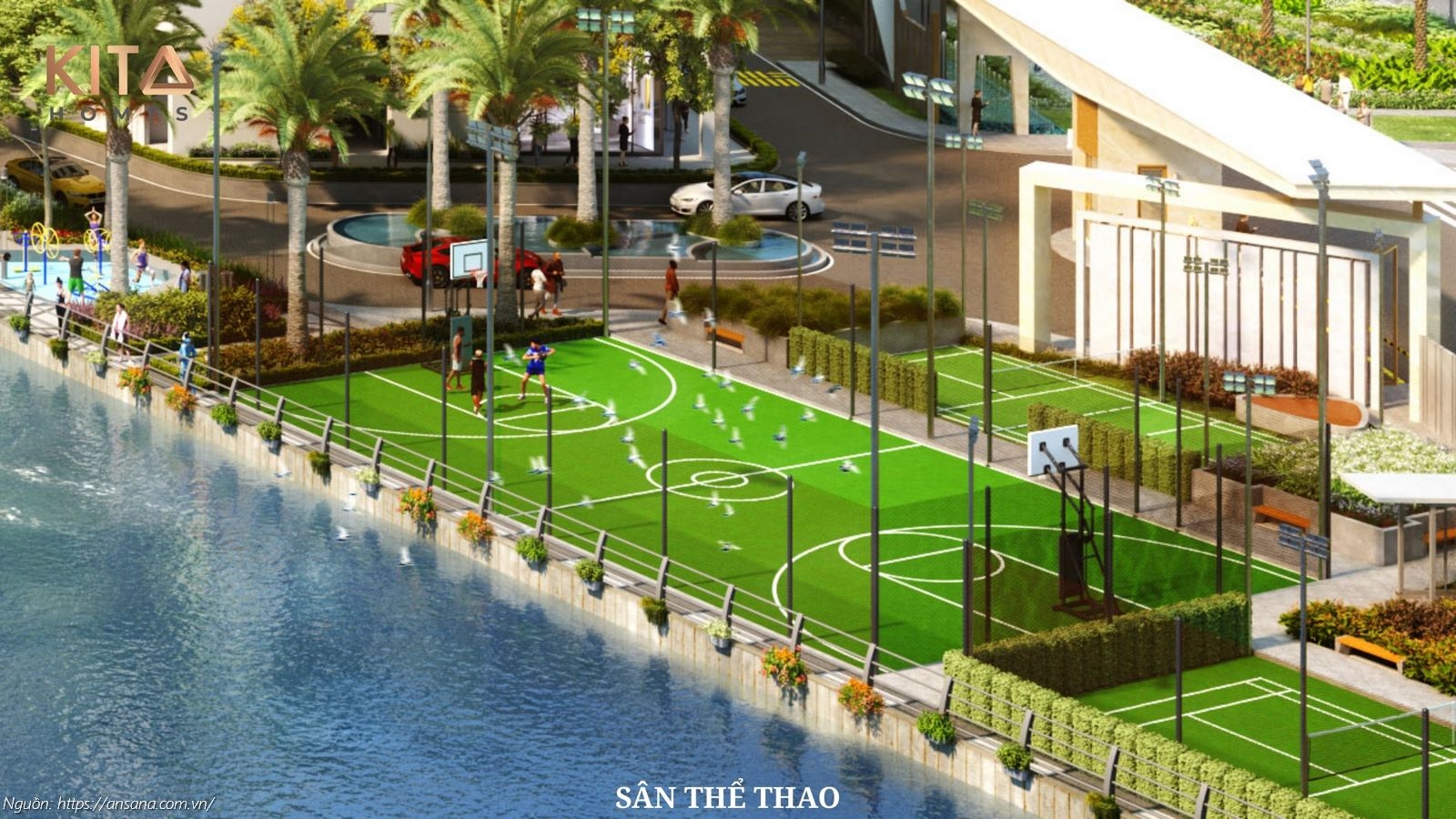 Khu vực sân thể thao đa năng ngoài trời tại dự án Ansana by Kita