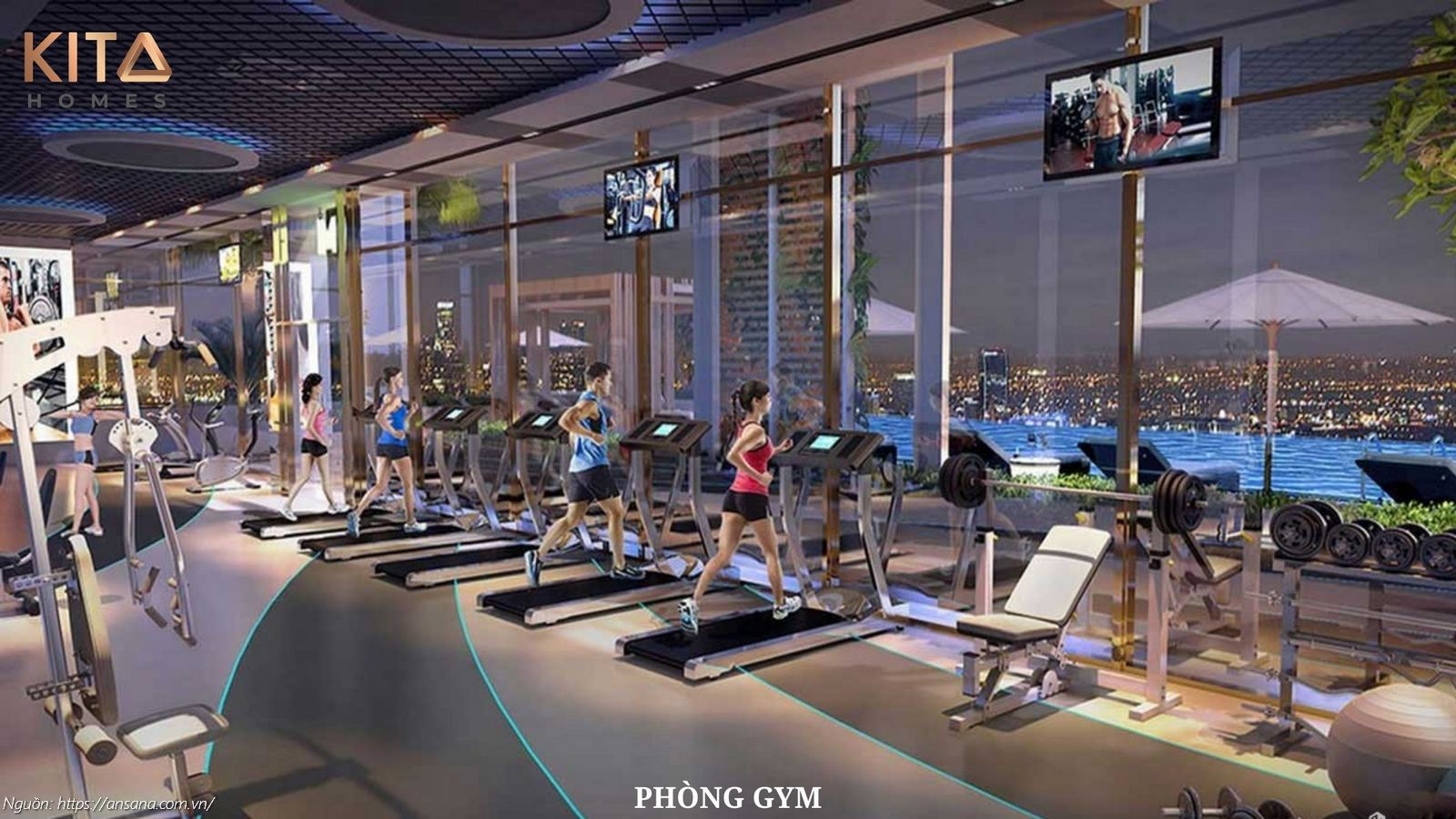 Phòng Gym hiện đại với trang thiết bị chuẩn quốc tế tại Ansana by Kita