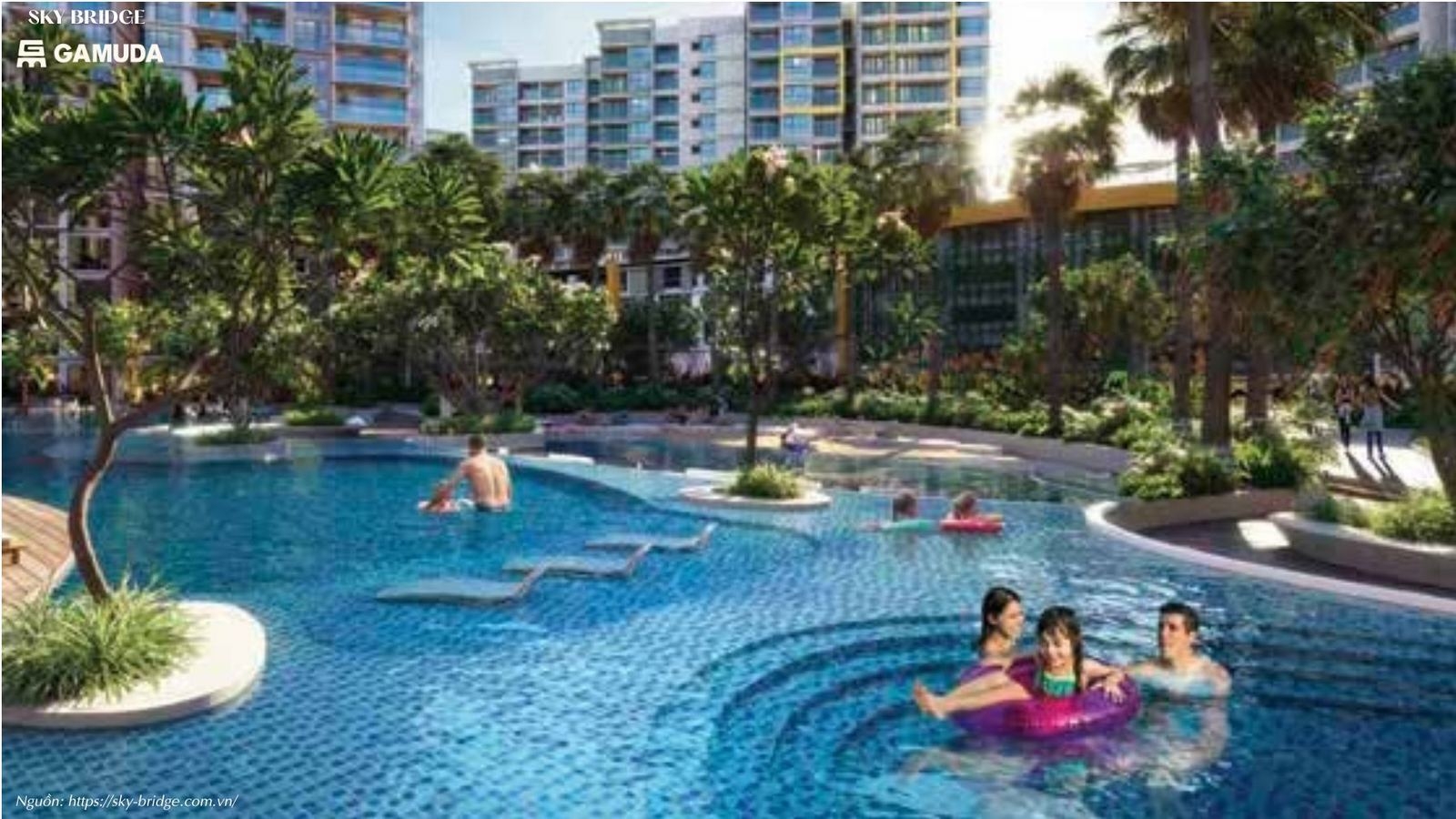 Tiện ích hồ bơi tại chung cư SkyBridge By Gamuda Land
