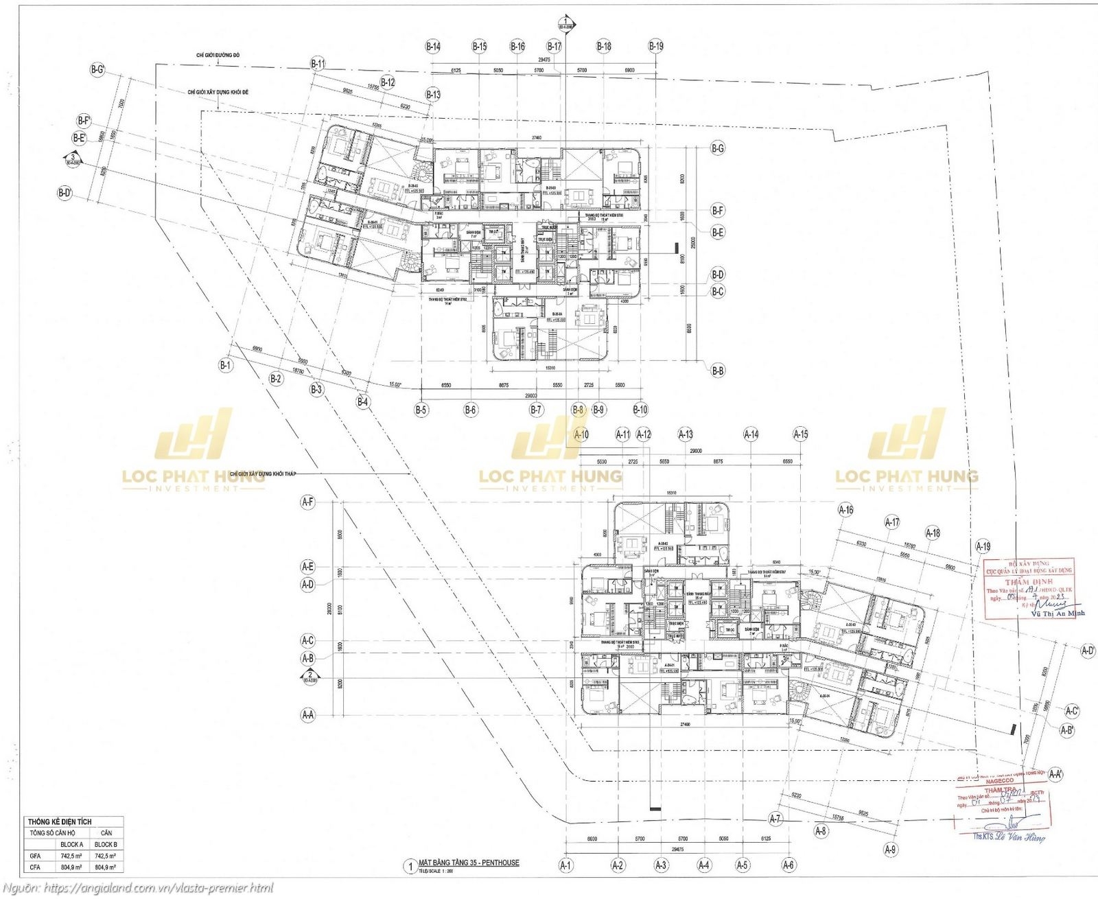 Mặt bằng tầng 35 Penthouse căn hộ chung cư Vlasta Premier Quận 7