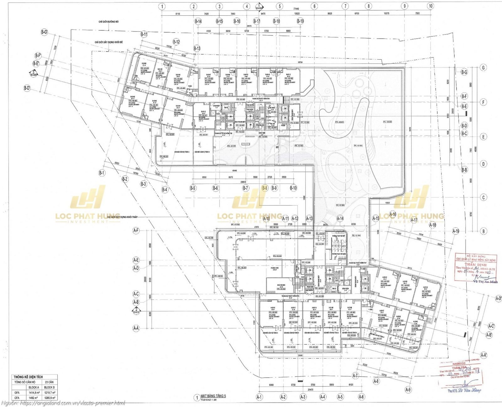 Mặt bằng tầng 5 căn hộ chung cư Vlasta Premier Quận 7