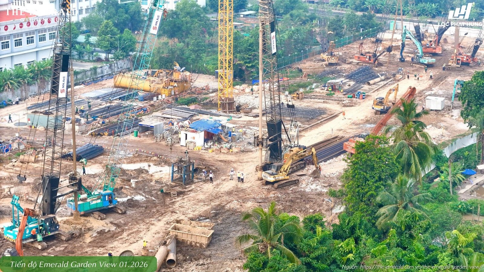 Tiến độ xây dựng tháng 01/2026 căn hộ chung cư The Emerald Garden View Thuận An, Bình Dương