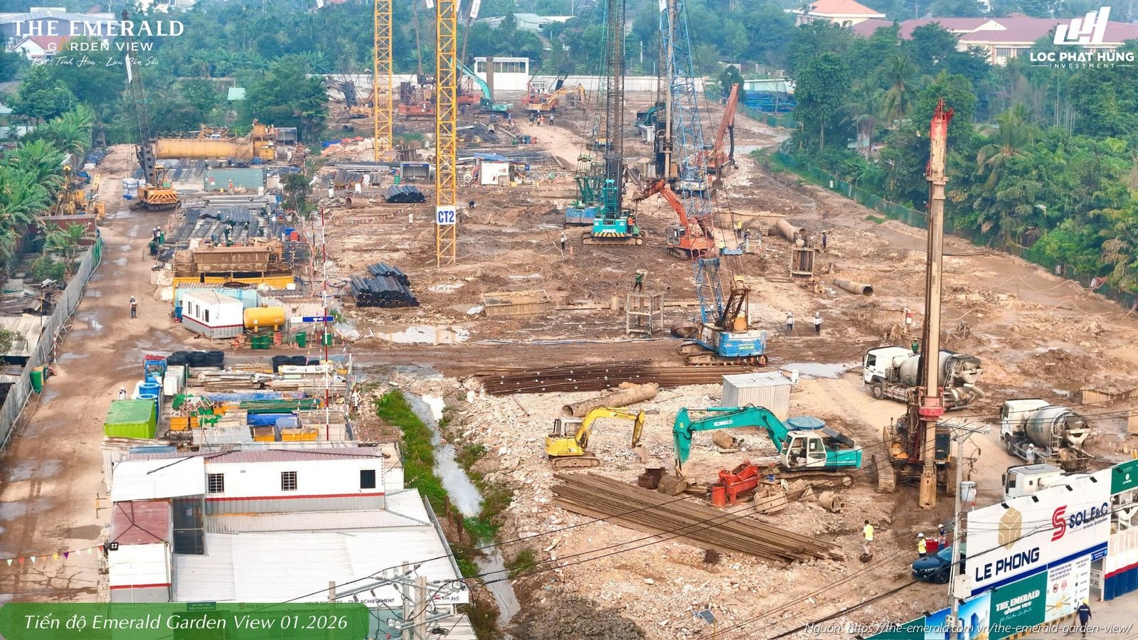 Tiến độ xây dựng tháng 01/2026 căn hộ chung cư The Emerald Garden View Thuận An, Bình Dương