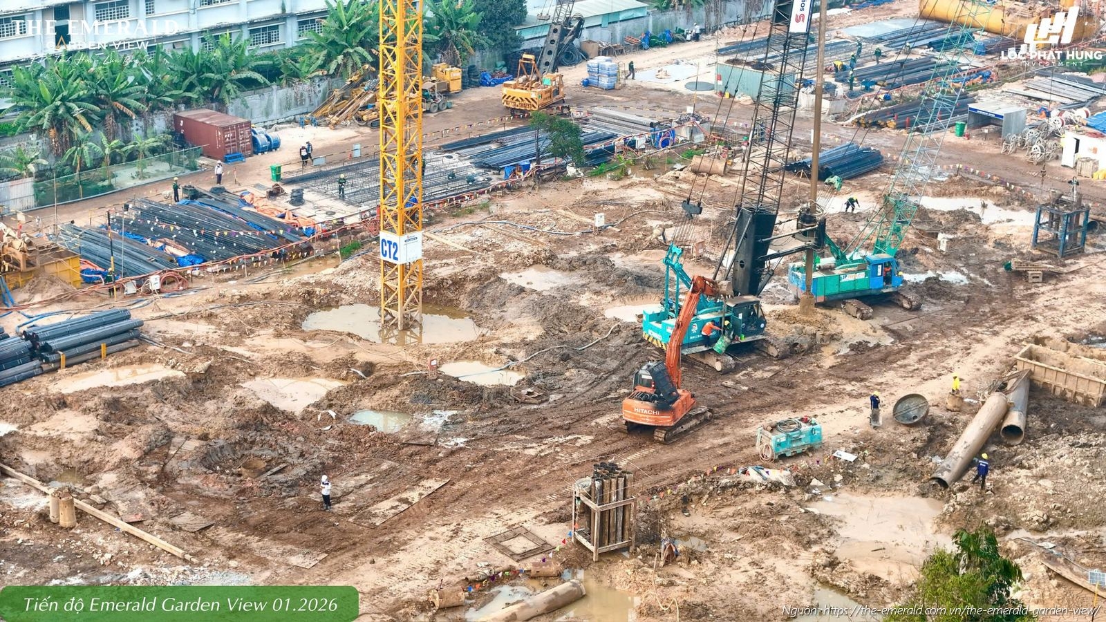 Tiến độ xây dựng tháng 01/2026 căn hộ chung cư The Emerald Garden View Thuận An, Bình Dương