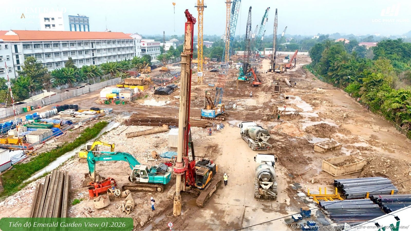 Tiến độ xây dựng tháng 01/2026 căn hộ chung cư The Emerald Garden View Thuận An, Bình Dương