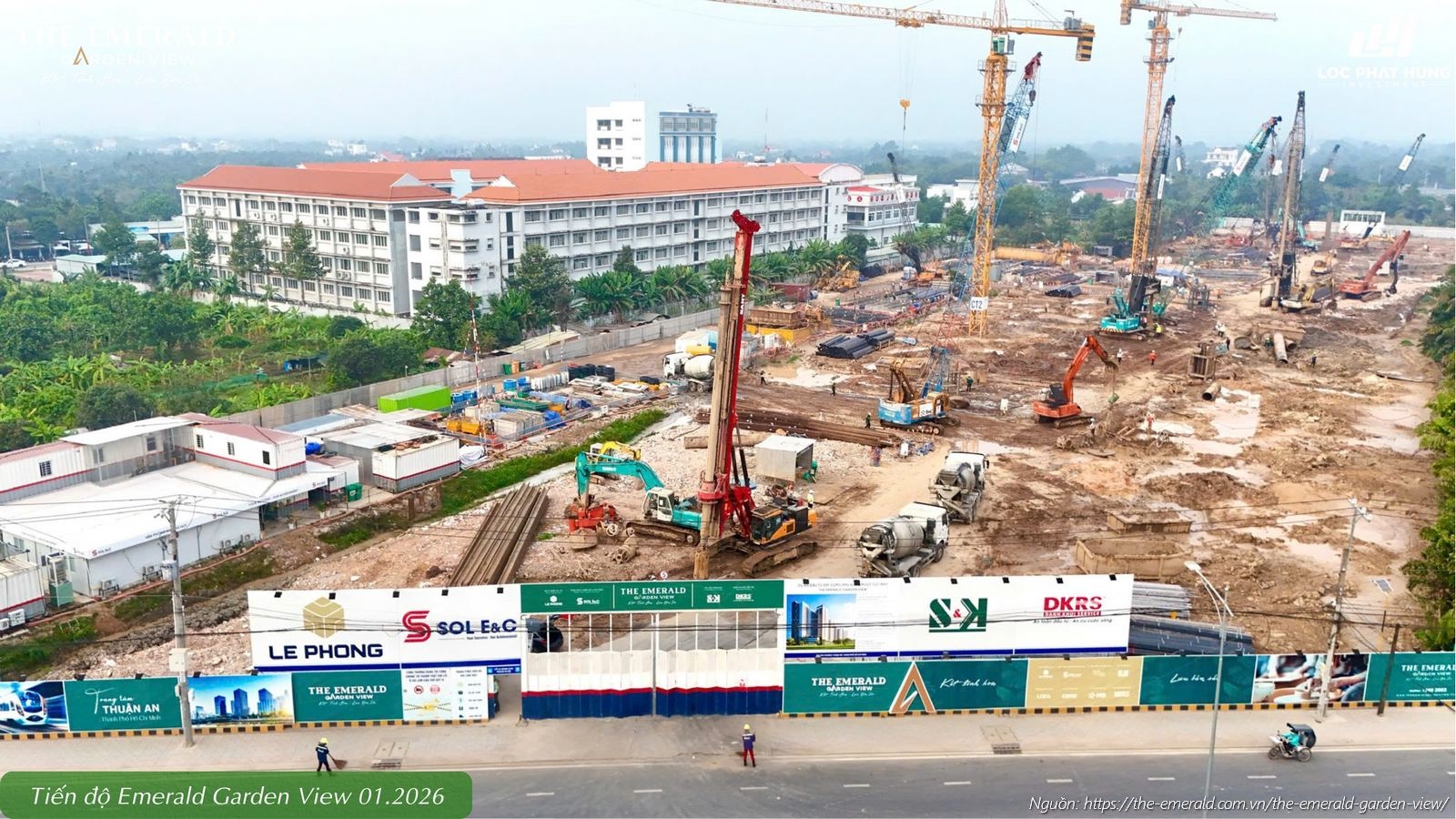 Tiến độ xây dựng tháng 01/2026 căn hộ chung cư The Emerald Garden View Thuận An, Bình Dương