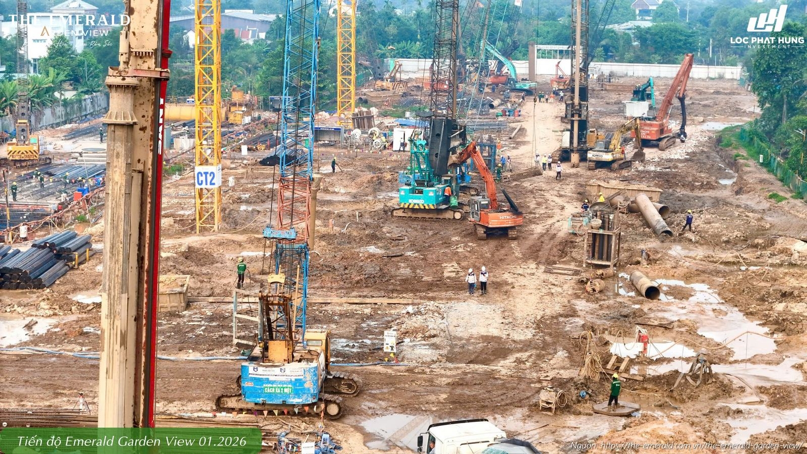 Tiến độ xây dựng tháng 01/2026 căn hộ chung cư The Emerald Garden View Thuận An, Bình Dương