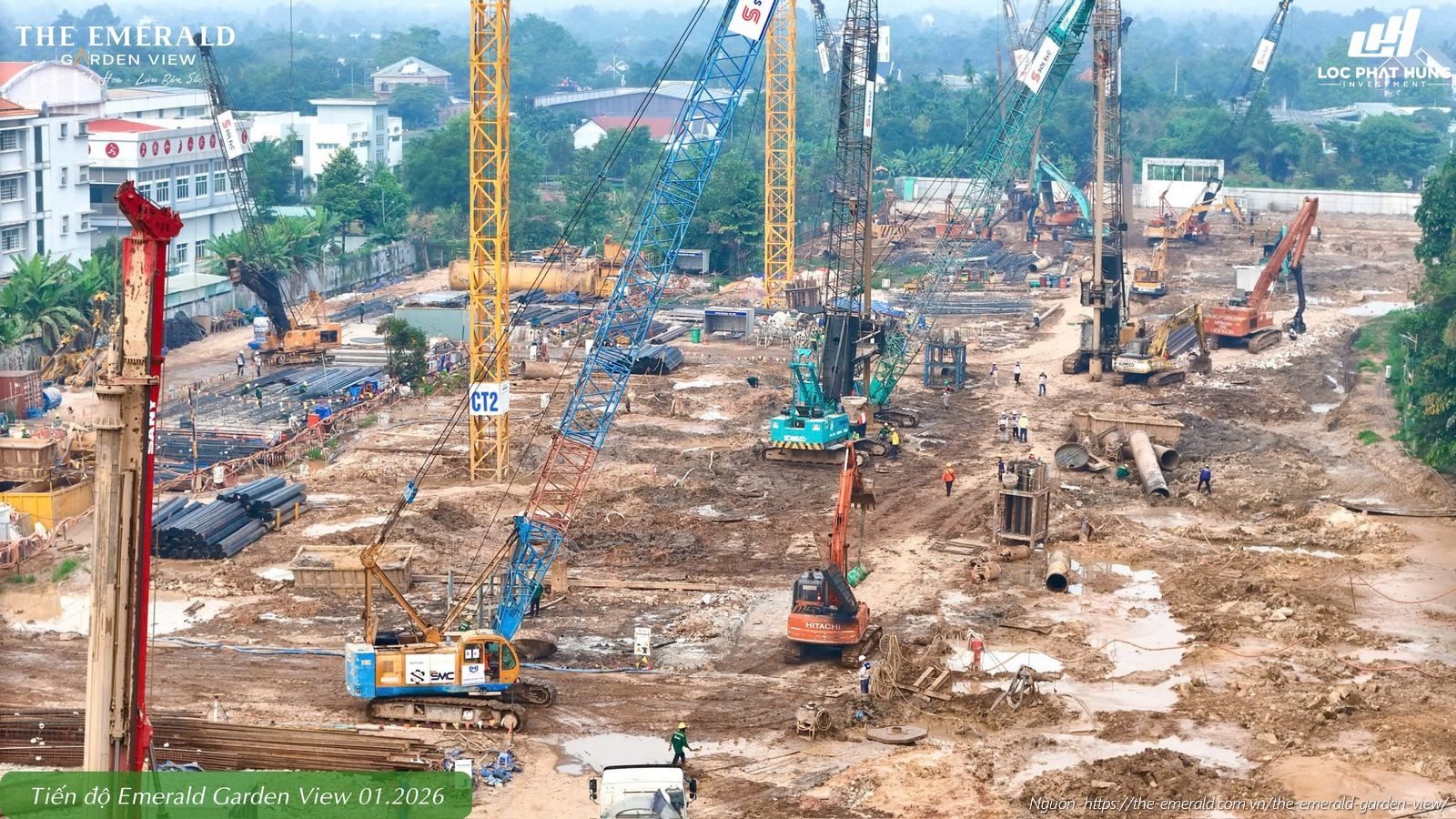 Tiến độ xây dựng tháng 01/2026 căn hộ chung cư The Emerald Garden View Thuận An, Bình Dương