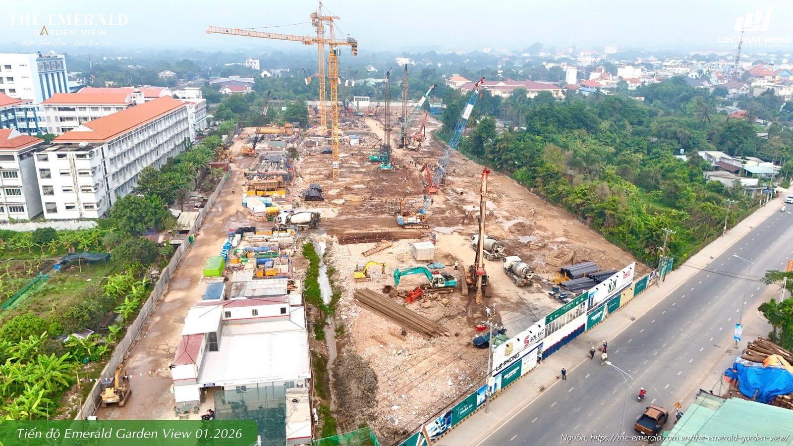 Tiến độ xây dựng tháng 01/2026 căn hộ chung cư The Emerald Garden View Thuận An, Bình Dương