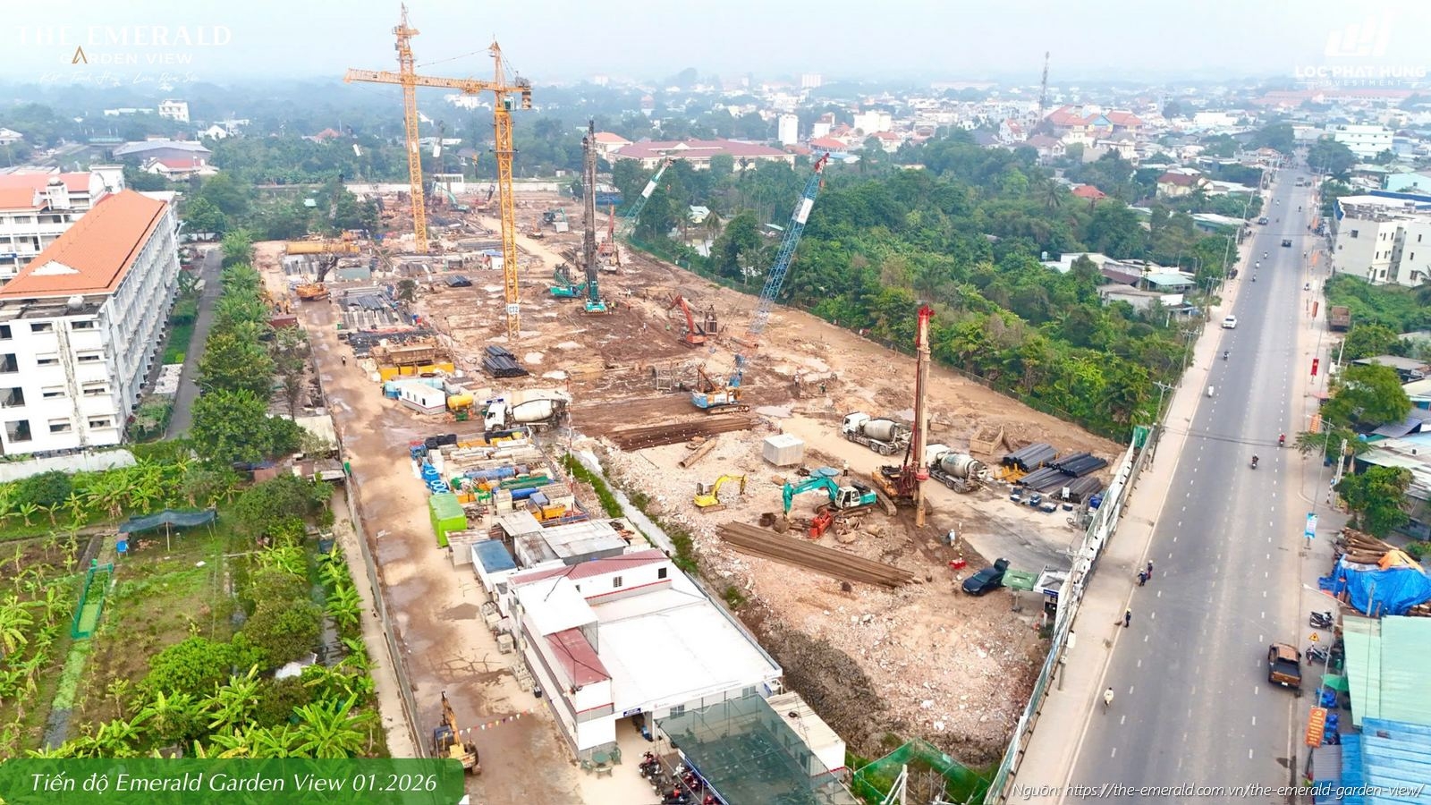 Tiến độ xây dựng tháng 01/2026 căn hộ chung cư The Emerald Garden View Thuận An, Bình Dương